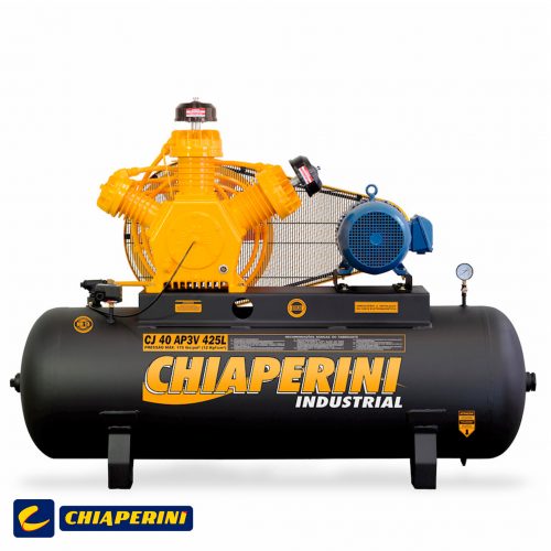 Compressor de ar alta pressão 40 pcm 425 litros - Chiaperini CJ 40 AP3V 425L